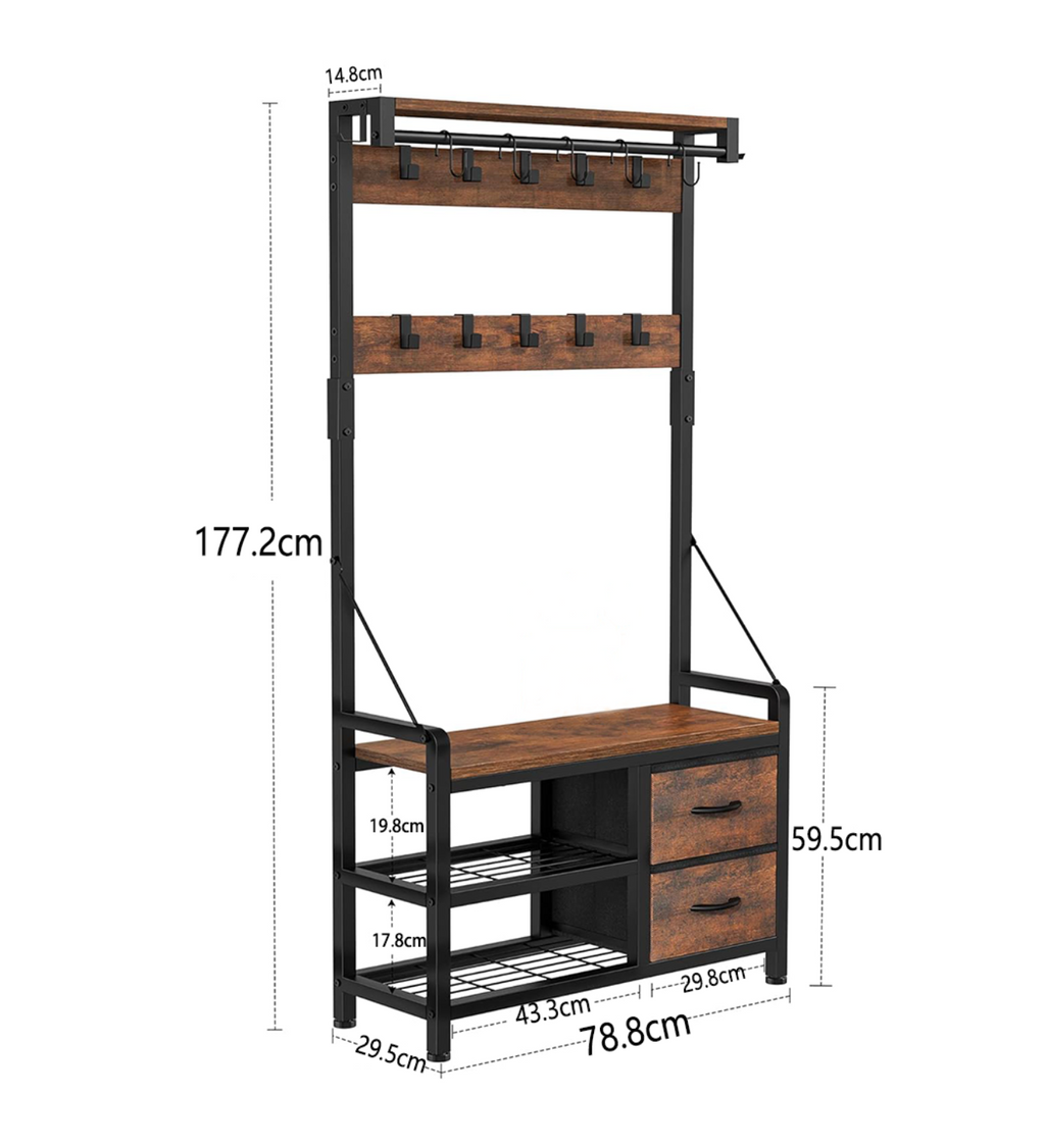 Rustic Hall Tree - 2 in 1 Hall Tree
